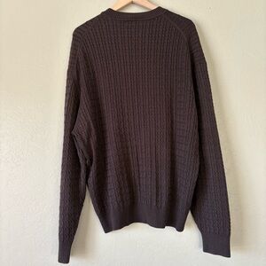 Harold Powell Silk blend sweater brown cable knit Men’s XL